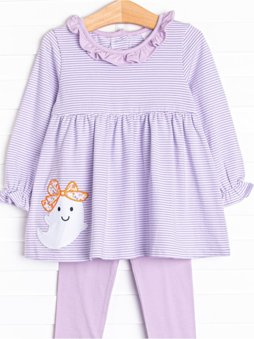 Stitchy Fish dress bows and boos applique halloween ghost long sleeve top baby